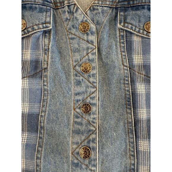 Women's‎ Roadhouse Jeans Denim Vest Plaid Medium Cotton - Picture 3 of 6